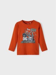 NAME IT Bluzka 13206638 Pomarańczowy Regular Fit. Brązowe t-shirty chłopięce Name it, bez wzorów, z bawełny, bez ramiączek. Za 49.99 zł.