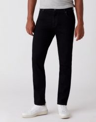 SPODNIE MĘSKIE WRANGLER TEXAS SLIM BLACK VALLEY W12SHP19A 112126504. Czarne spodnie materiałowe męskie Wrangler, bez wzorów, z jeansu. Za 209.99 zł.
