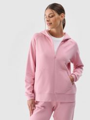 4F Bluza dresowa rozpinana z kapturem damska - różowa XXL. Czerwone bluzy z kapturem damskie 4f, xs, z bawełny. Za 159.99 zł.