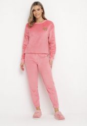 Różowy Dzianinowy Komplet Piżamowy z Bluzą i Spodniami Jogger Javva. Czerwone bluzy bez kaptura damskie Born2be, xl, z dzianiny. Za 44.99 zł.