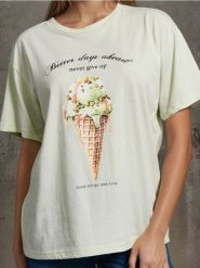 Koszulka z krótkim rękawem - zielony. Zielone t-shirty damskie Sinsay, l, bez wzorów, bez kołnierzyka. Za 25.99 zł.