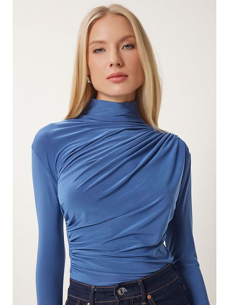 Happiness Istanbul Koszulka w kolorze błękitnym rozmiar: 36. Niebieskie bluzki damskie Happiness Istanbul, bez wzorów, bez kołnierzyka, bez ramiączek. Za 56.99 zł.