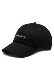 Tommy Jeans Czapka z daszkiem Linear Logo AW0AW15845 Czarny. Czarne czapki z daszkiem damskie Tommy Jeans, bez wzorów, z bawełny. Za 79.99 zł.