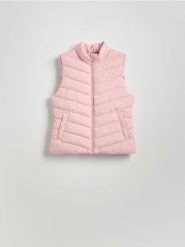 Krótka pikowana kamizelka - różowy. Czerwone kamizelki damskie Reserved, l, z tkaniny, krótkie. W wyprzedaży za 49.99 zł.