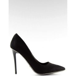 Eleganckie szpilki damskie czarne NF-23P Black. Czarne szpilki ButyModne, bez wzorów, z materiału, bez obcasa. W wyprzedaży za 109.00 zł.