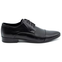 Lukas Buty męskie wizytowe ze skóry 286 czarne. Czarne buty wizytowe męskie z jeansu, bez zapięcia. Za 367.89 zł.