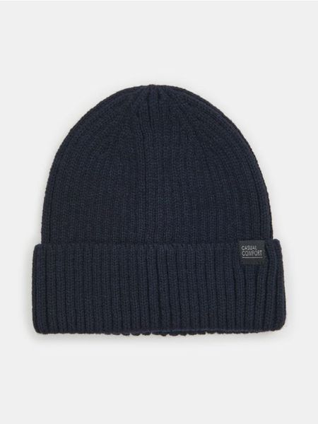 Czapka beanie z naszywką - granatowy. Niebieskie czapki męskie Sinsay, z aplikacjami. Za 15.99 zł.