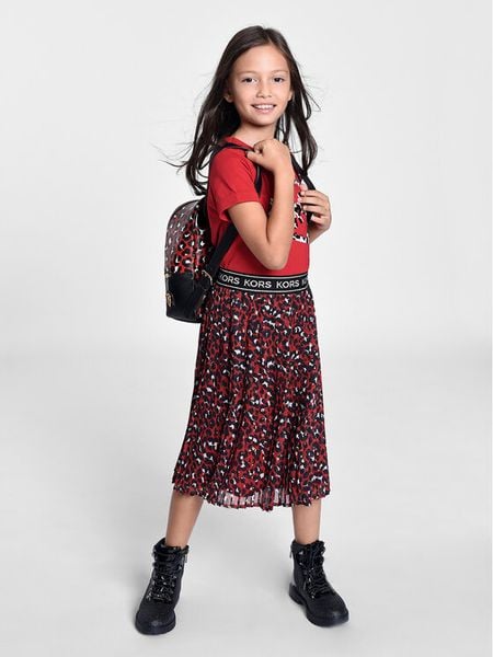 MICHAEL KORS KIDS T-Shirt R15201 Czerwony Regular Fit. Czerwone koszulki dziewczęce MICHAEL KORS KIDS, bez wzorów, z bawełny, bez ramiączek. Za 169.99 zł.