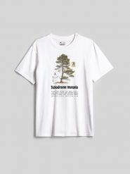 4F T-shirt regular z nadrukiem męski - biały M. Białe t-shirty męskie 4f, l, bez wzorów, z bawełny, bez kołnierzyka. Za 79.99 zł.