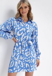 Niebieska Sukienka Mini z Plisowanymi Rękawami i Materiałowym Paskiem Sevan. Niebieskie sukienki damskie Born2be, na wiosnę, l, bez wzorów, z materiału, bez kołnierzyka, bez ramiączek, mini, rozkloszowane. Za 139.99 zł.