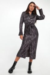 Sukienka midi w panterkę DKNY. Sukienki damskie DKNY, xs, bez wzorów, bez kołnierzyka, bez ramiączek, midi. Za 669.00 zł.