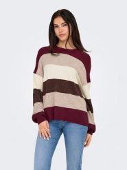 ONLY Sweter w kolorze bordowo-beżowym rozmiar: XL. Brązowe swetry klasyczne damskie Only, xl, bez kołnierzyka. Za 110.04 zł.
