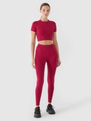 4F Legginsy treningowe z wysokim stanem damskie - czerwone XS/S. Czerwone legginsy damskie 4f, s, bez wzorów, z dzianiny. Za 69.99 zł.