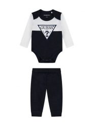 Guess Komplet body i spodnie H6YG04 4K4125 Czarny. Czarne spodnie niemowlęce Guess, z aplikacjami, z bawełny. Za 194.99 zł.