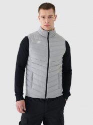 4F Bezrękawnik puchowy z wypełnieniem syntetycznym męski - szary XL. Szare kamizelki męskie 4f, m, z dzianiny. Za 249.99 zł.
