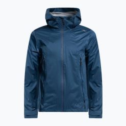 Kurtka przeciwdeszczowa męska CMP Fix Hood. Niebieskie kurtki męskie CMP, m, bez wzorów, sportowe, bez kaptura. Za 319.99 zł.