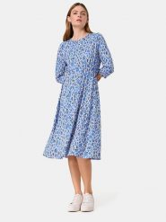 Gerry Weber Sukienka w kolorze niebiesko-beżowym rozmiar: 42. Brązowe sukienki damskie Gerry Weber, bez wzorów, bez kołnierzyka, bez ramiączek, midi. Za 139.87 zł.