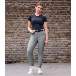 Damskie spodnie jeździeckie o pełnej przyczepności ELT Comfort Ride Glam. Szare spodnie materiałowe damskie ELT, bez wzorów, z elastanu, klasyczne, z podwyższonym stanem. Za 477.00 zł.