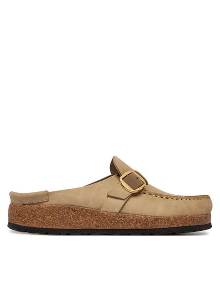 Birkenstock Klapki Buckley 1030443 Beżowy. Brązowe klapki damskie Birkenstock, bez wzorów, ze skóry, bez obcasa. Za 679.99 zł.