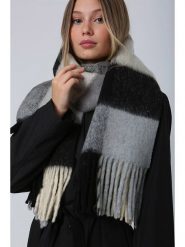 Lucky Bees Szal w kolorze czarno-szarym - 200 x 45 cm rozmiar: onesize. Czarne szaliki i kominy damskie Lucky Bees, bez wzorów, z materiału. Za 52.99 zł.