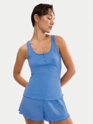 Triumph Top Mix & Match 10227215 Niebieski Regular Fit. Niebieskie topy damskie Triumph, bez wzorów, z bawełny, bez ramiączek. Za 109.99 zł.