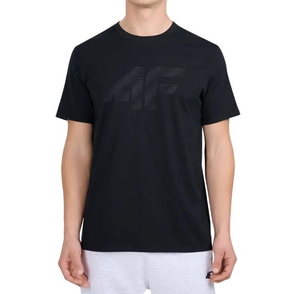 Koszulka męska 4F - bawełniany T-shirt, regular fit. Czarne t-shirty męskie 4f, m, bez wzorów, z bawełny, bez kołnierzyka. Za 51.99 zł.