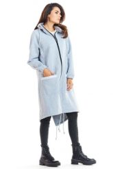 Ciepła długa bluza damska jak parka bawełna premium szara. Szare bluzy z kapturem damskie Infinite You, l, z bawełny. Za 319.00 zł.