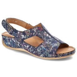 Wielokolorowe Sandały Pollonus Skórzane Buty. Sandały damskie Pollonus, z aplikacjami, ze skóry, bez obcasa. Za 249.00 zł.