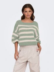 ONLY Sweter w kolorze jasnozielono-kremowym rozmiar: L. Zielone swetry klasyczne damskie Only, l, ze splotem, bez kołnierzyka. Za 100.04 zł.