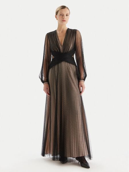 TWINSET Sukienka wieczorowa 252TT2021 Czarny Regular Fit. Czarne sukienki damskie Twinset, bez wzorów, z syntetyku, wizytowe, bez kołnierzyka, bez ramiączek. Za 1,019.00 zł.