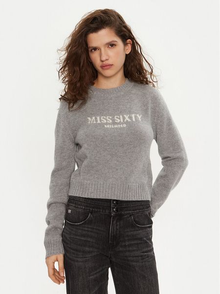 Miss Sixty Sweter 6L4RJ4360000 Szary Regular Fit. Szare swetry klasyczne damskie Miss Sixty, l, z wełny, bez kołnierzyka. Za 489.99 zł.