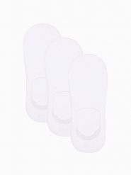 Skarpety męskie stopki 3-pak - białe V4 OM-SOSS-0103 - one size. Białe skarpetki męskie Ombre Clothing, bez wzorów, z bawełny. W wyprzedaży za 14.99 zł.