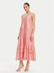 Fracomina Sukienka letnia FJ25SD3001W400E5 Koralowy Relaxed Fit. Pomarańczowe sukienki damskie Fracomina, na lato, s, bez wzorów, z bawełny, bez kołnierzyka, bez ramiączek. Za 529.99 zł.