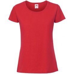 Koszulka Damska Iconic 190. Czerwone bluzki damskie Fruit of the Loom, m, bez wzorów, sportowe, bez kołnierzyka, bez ramiączek. Za 38.99 zł.