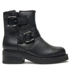 Botki Clarks. Czarne botki damskie Clarks, bez obcasa, na płaskiej podeszwie, bez zapięcia. Za 649.99 zł.