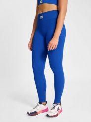 Damskie legginsy bezszwowe prążkowane Hummel Pulse. Niebieskie legginsy sportowe damskie HUMMEL, l, bez wzorów, z elastanu, na fitness i siłownię. Za 138.50 zł.