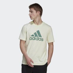T-shirt z krótkim rękawem męski adidas ESSENTIALS. Zielone t-shirty męskie Adidas, l, bez wzorów, bez kołnierzyka. Za 89.99 zł.