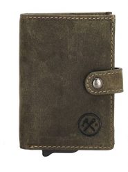 HIDE & STITCHES Skórzany portfel "Idaho" w kolorze ciemnozielonym - 10 x 8 x 1,5 cm rozmiar: onesize. Zielone portfele męskie HIDE & STITCHES, bez wzorów, z materiału. Za 82.99 zł.