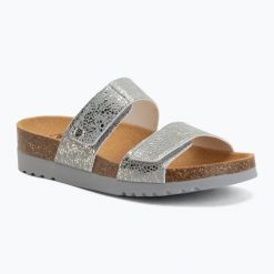 Klapki damskie Scholl Lusaka 2.0 Med. Niebieskie klapki damskie Scholl, bez wzorów, ze skóry, bez obcasa. Za 289.99 zł.