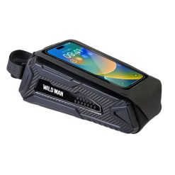 Torba na ramę rowerową z dotykowym uchwytem na telefon WILD MAN. Czarne torebki klasyczne damskie WILDMAN, bez wzorów, z materiału, małe, bez dodatków. Za 168.64 zł.