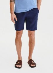 PAKO LORENTE - Lniane szorty męskie w kolorze granatowym. Szorty męskie Pako Lorente, ze lnu, bez kołnierzyka. Za 249.99 zł.