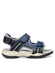 Geox Sandały Jr Borealis J450RA 015ME C4189 M Granatowy. Niebieskie sandały chłopięce Geox, ze skóry, bez zapięcia. Za 159.99 zł.