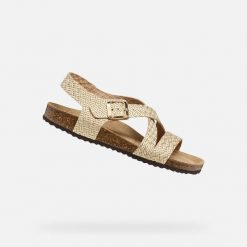 Sandały GEOX D BRIONIA Złoty. Żółte obuwie trekkingowe damskie Geox. Za 351.99 zł.