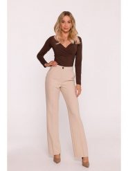 Stylove Spodnie w kolorze beżowym rozmiar: S. Brązowe spodnie materiałowe damskie Stylove, bez wzorów, z materiału, z podwyższonym stanem. Za 197.99 zł.