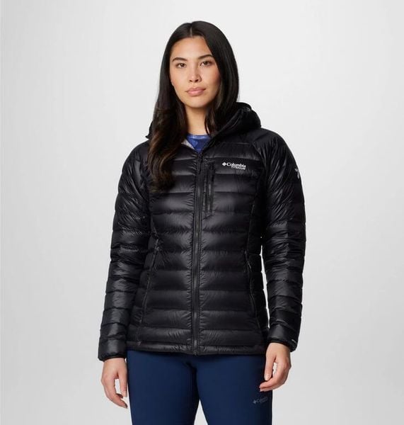 COLUMBIA Kurtka puchowa damska Arctic Crest Down Hooded Jacket black-L. Czarne kurtki damskie Columbia, l, bez wzorów, z materiału, z kapturem. Za 745.39 zł.