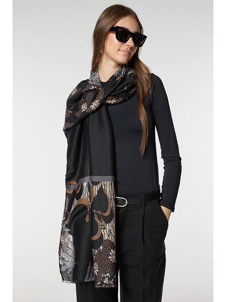 Lucky Bees Szal w kolorze czarno-szarym - 180 x 85 cm rozmiar: onesize. Czarne szaliki i kominy damskie Lucky Bees, bez wzorów, z bawełny. Za 113.36 zł.