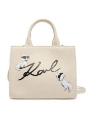 KARL LAGERFELD Torebka B1W50094 Beżowy. Brązowe torebki klasyczne damskie Karl Lagerfeld, bez wzorów, z materiału, bez dodatków. Za 429.99 zł.