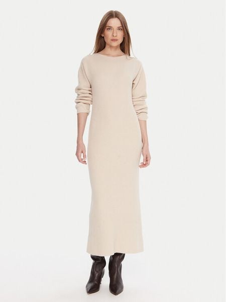 Kontatto Sukienka dzianinowa 3M0879C Beżowy Regular Fit. Brązowe sukienki damskie Kontatto, m, bez wzorów, z dzianiny, bez kołnierzyka, bez ramiączek. Za 349.99 zł.