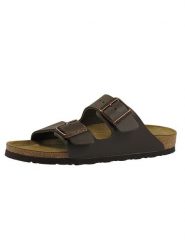 Birkenstock Skórzane klapki "Arizona" w kolorze brązowym rozmiar: 45. Brązowe klapki damskie Birkenstock, bez wzorów, bez obcasa. Za 342.60 zł.