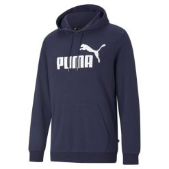 Męska bluza z kapturem i dużym logo z kolekcji Essentials PUMA Peacoat Blue. Fioletowe bluzy z kapturem męskie Puma, l, prążkowane. Za 253.00 zł.